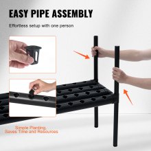 VEVOR Sistema de Cultivo Hidropónico, 108 Sitios, 3 Capas, Tubos de PVC Gris Oscuro, Kit de Cultivo Hidropónico con Bomba de Agua, Temporizador, Cestas y Esponjas para Frutas, Verduras, Hierbas