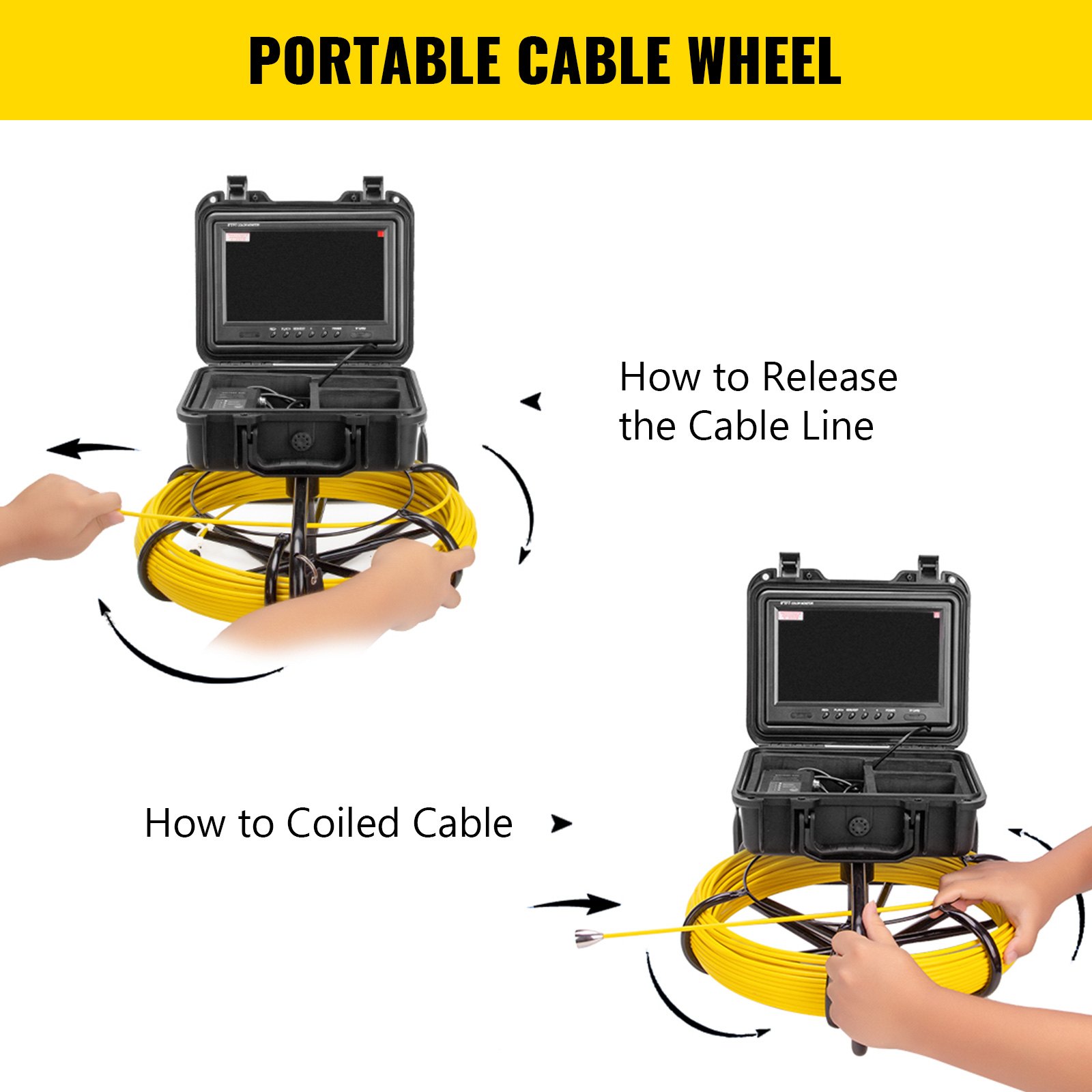 Vevor Cámara De Inspección De Tuberías Cámara De Alcantarillado 61 M Con Monitor