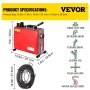 VEVOR Desatascador de Tuberías 250W, Máquina de Limpieza de Tuberías 400U/min, Desastacador de Desagües Profesional 20-100 mm, Máquina para Desatascar Tuberías