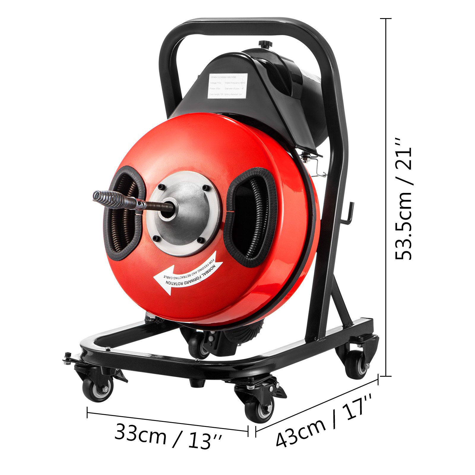 Vevor Máquina Desatascar Tubos 50'x1/2" Desatascador Tubería 370w Con Cortadores