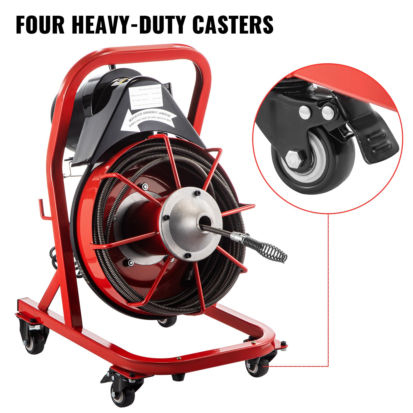 Vevor Máquina Desatascar Tubos 50'x3/8" Desatascador Tubería 370w Con Cortadores