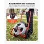 VEVOR Máquina de Limpieza de Desagües 22 m x 9,5 mm, Máquina de Limpieza de Tuberías con Alimentación Manual y Ruedas, con 4 Cortadores e Interruptor de Pedal Neumático, para Tubos de 5-10 cm
