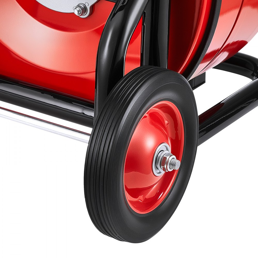 VEVOR Máquina de Limpieza de Desagües 30 m x 19 mm, Máquina de Limpieza de Tuberías con Alimentación Automática y Ruedas Combinadas, con 6 Cortadores y Pedal Neumático, para Tubos de 100 a 200 mm