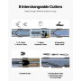VEVOR Máquina de Limpieza de Desagües 30 m x 12,7 mm, Máquina de Limpieza de Tuberías con Alimentación Automática y Ruedas, Tambor Ajustable, 8 Cortadores y Pedal Neumático, para Tubos de 50-150 mm