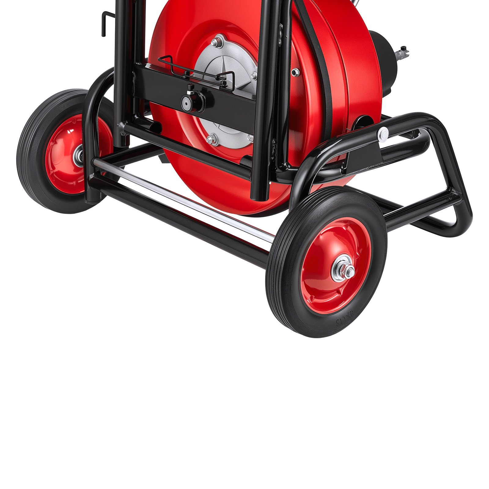 VEVOR Máquina de Limpieza de Desagües 30 m x 12,7 mm, Máquina de Limpieza de Tuberías con Alimentación Automática y Ruedas, Tambor Ajustable, 8 Cortadores y Pedal Neumático, para Tubos de 50-150 mm