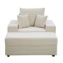 VEVOR Chaise Lounge Chair, 1115 mm Boneless Modular Chaise Lounge Indoor, Oversized Corduroy Reading Chair with Throw Pillows & Armrests, Deep Seat Sofa Couch Sleeper for Living Room, Bedroom, Beige