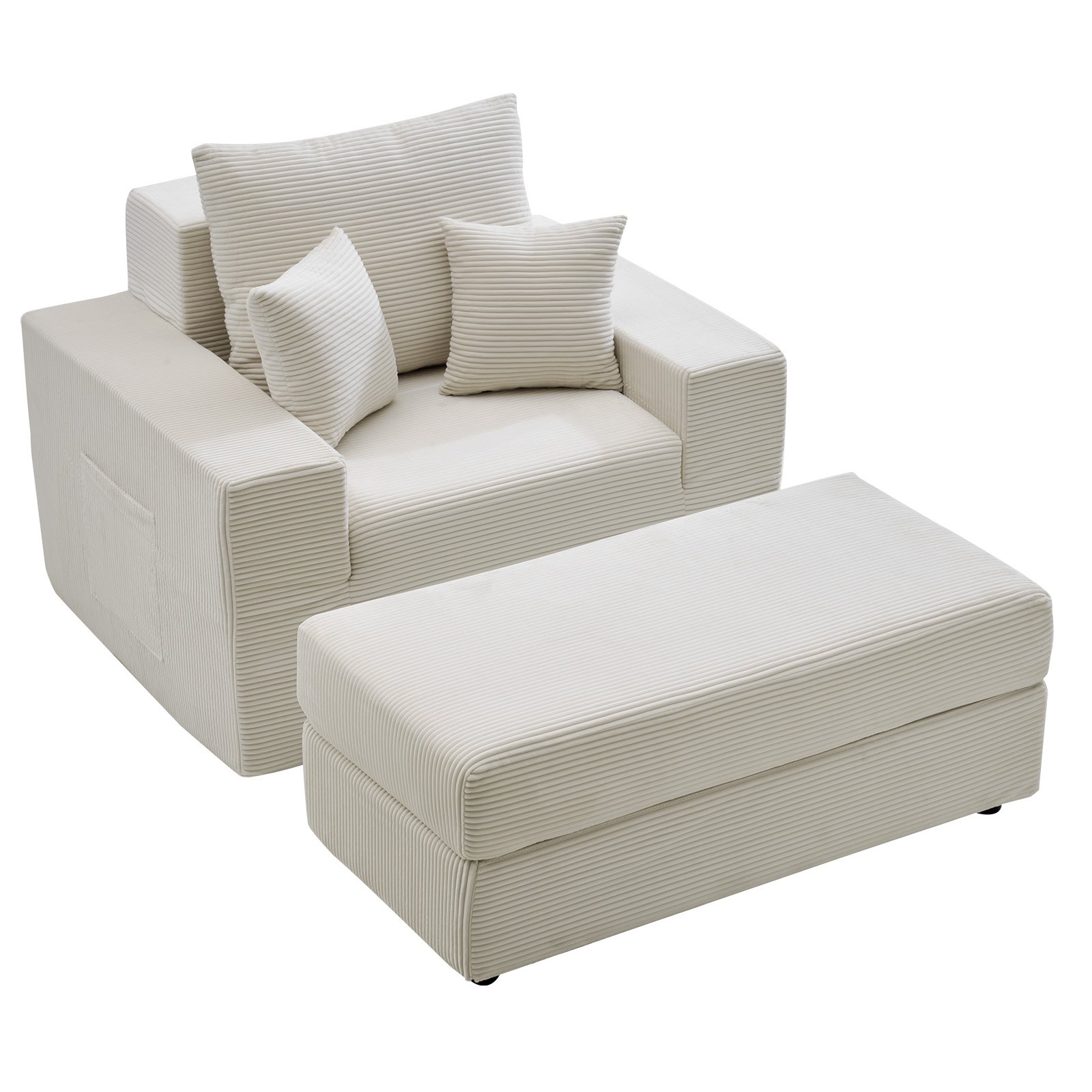 VEVOR Sofá Cama Modular para Yoga y Masajes, Convertible en Sillón, con Almacenaje, con Cojines y Bolsillo Lateral, para Salón y Dormitorio, Diseño Ergonómico, Color Beige, 1115 x 1490 x 740 mm