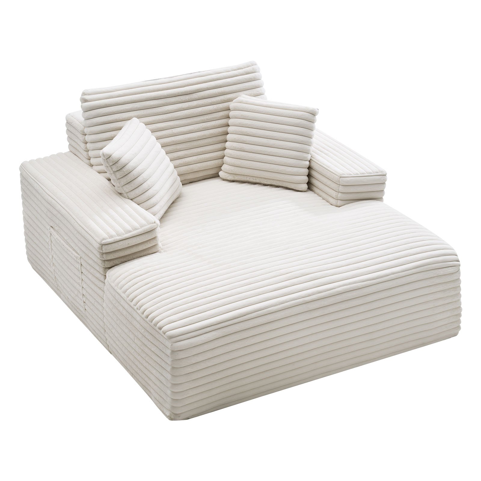 VEVOR Chaise Longue Relajante, Sofá Cama Tapizado con Cojines Decorativos y Reposabrazos, con Asiento Profundo para Salón y Dormitorio, Sillón de Esponja Elástica Beige, 1380 x 1500 x 700 mm