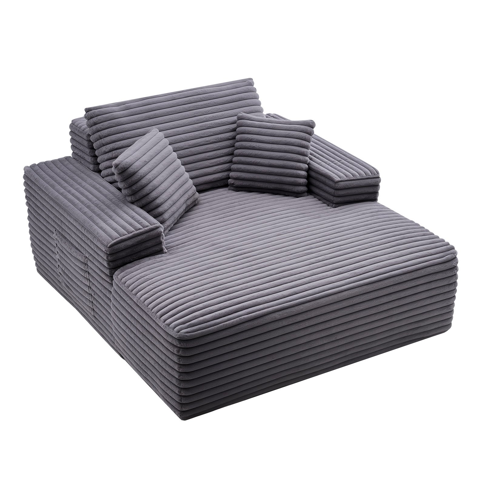 VEVOR Chaise Longue Relajante, Sofá Cama Tapizado con Cojines Decorativos y Reposabrazos, con Asiento Profundo para Salón y Dormitorio, de Esponja Altamente Elástica, 1240 x 1700 x 700 mm, Gris