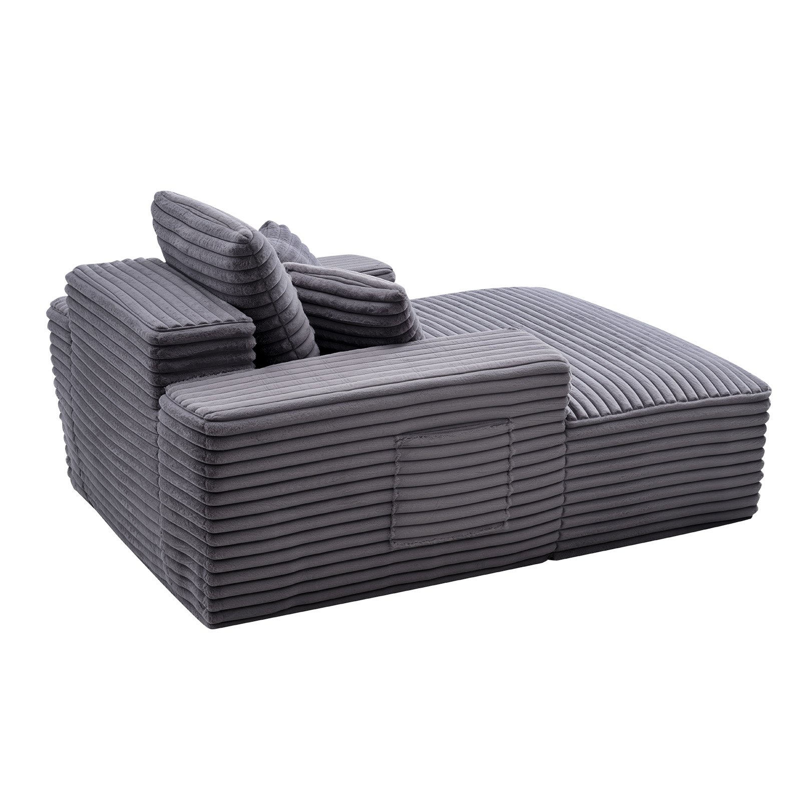 VEVOR Chaise Longue Relajante, Sofá Cama Tapizado con Cojines Decorativos y Reposabrazos, con Asiento Profundo para Salón y Dormitorio, de Esponja Altamente Elástica, 1240 x 1700 x 700 mm, Gris