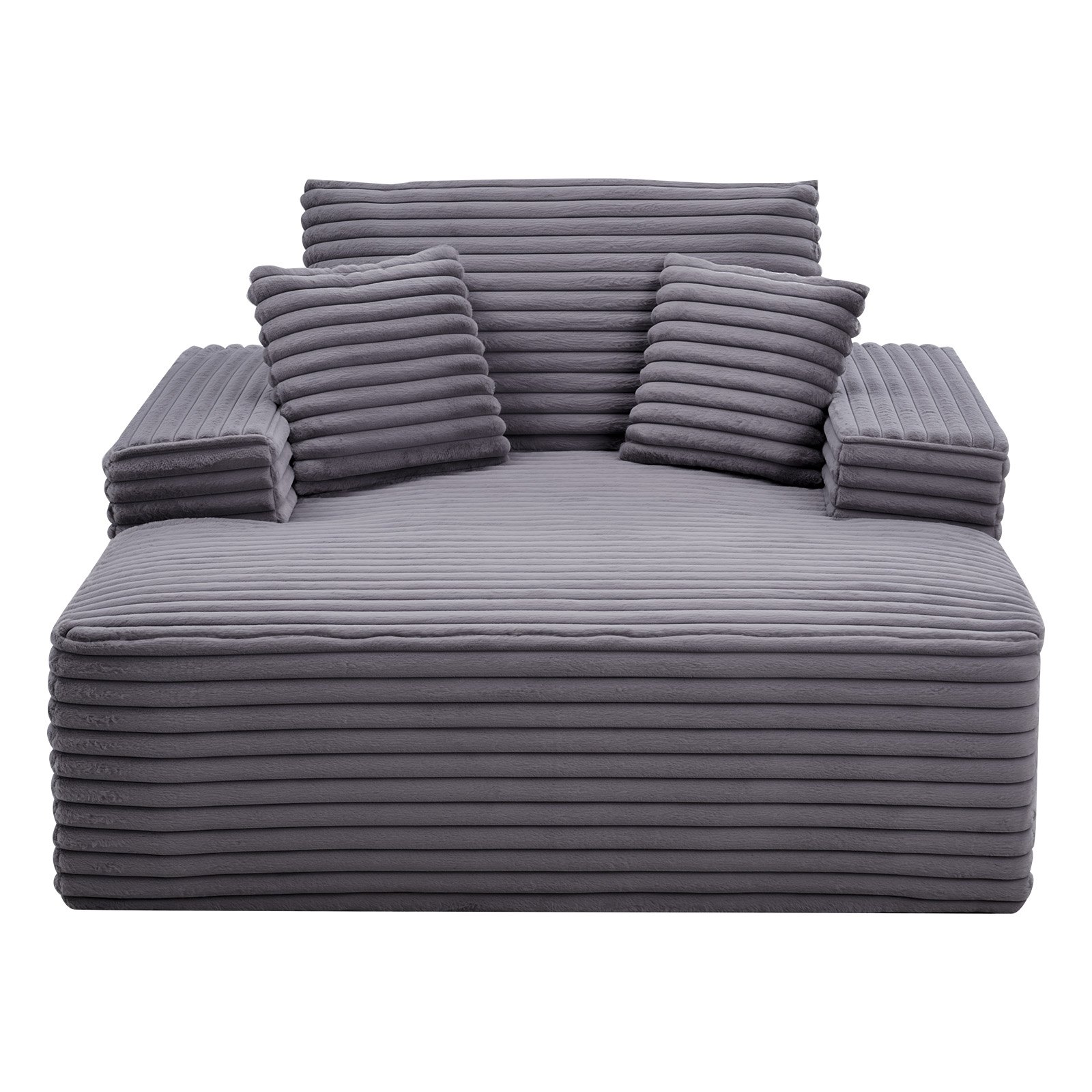 VEVOR Chaise Longue Relajante, Sofá Cama Tapizado con Cojines Decorativos y Reposabrazos, con Asiento Profundo para Salón y Dormitorio, de Esponja Altamente Elástica, 1240 x 1700 x 700 mm, Gris