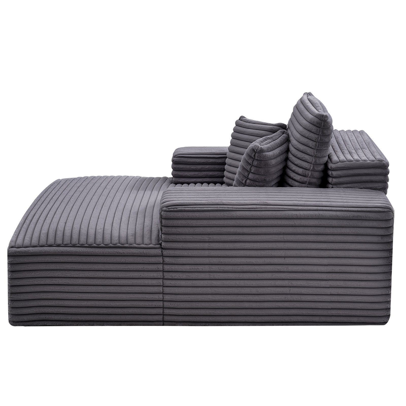 VEVOR Chaise Longue Relajante, Sofá Cama Tapizado con Cojines Decorativos y Reposabrazos, con Asiento Profundo para Salón y Dormitorio, de Esponja Altamente Elástica, 1240 x 1700 x 700 mm, Gris