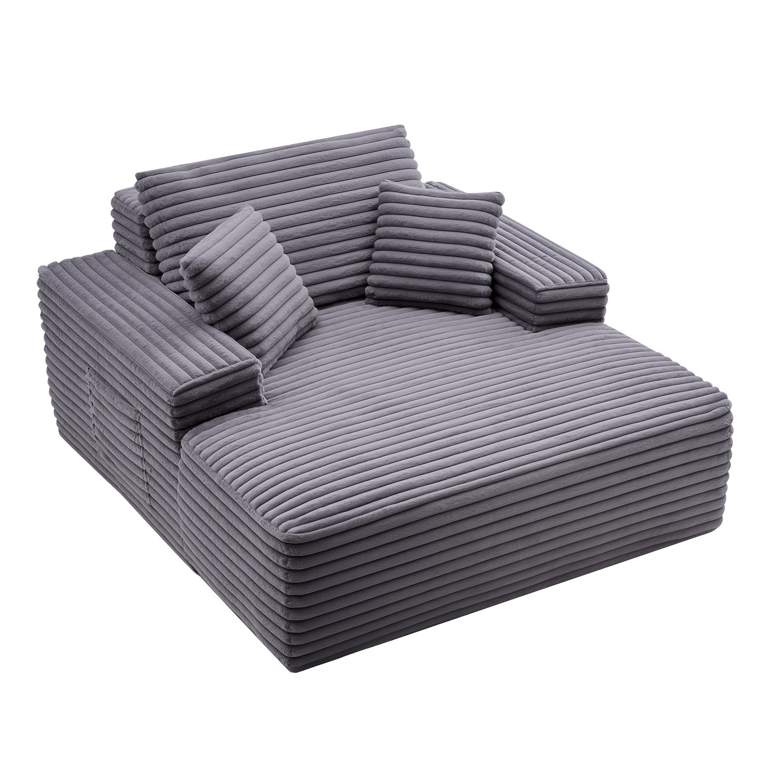 VEVOR Chaise Longue Relajante, Sofá Cama Tapizado con Cojines Decorativos y Reposabrazos, con Asiento Profundo para Salón y Dormitorio, de Esponja Altamente Elástica, 1240 x 1700 x 700 mm, Gris