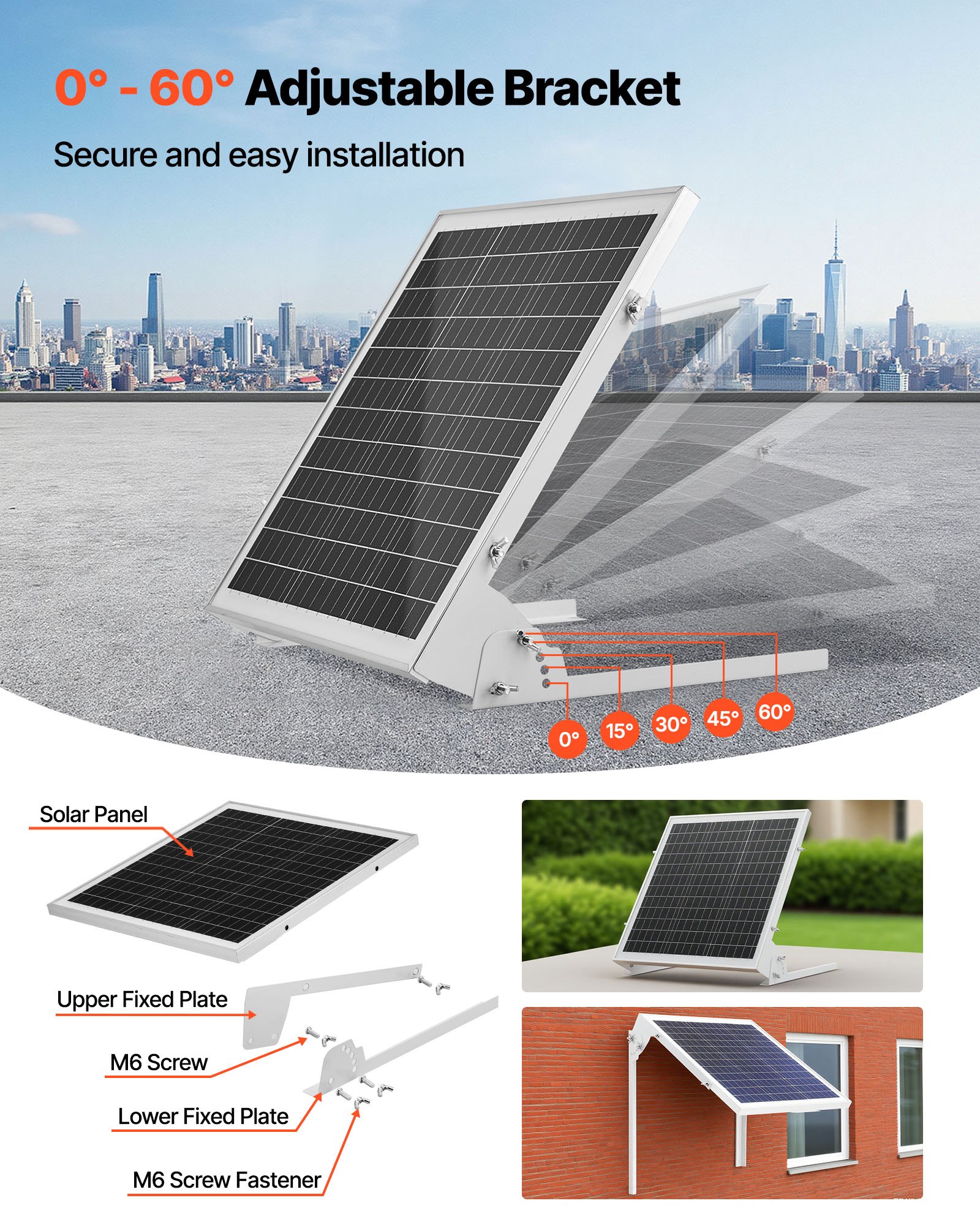VEVOR Kit de Panel Solar Monocristalino 12 V y 20 W, con Controlador MPPT Integrado y Soporte de Montaje Ajustable, para Coche, Barco, Autocaravana, Remolque y Techo de Casa, 391 x 330 x 320 mm