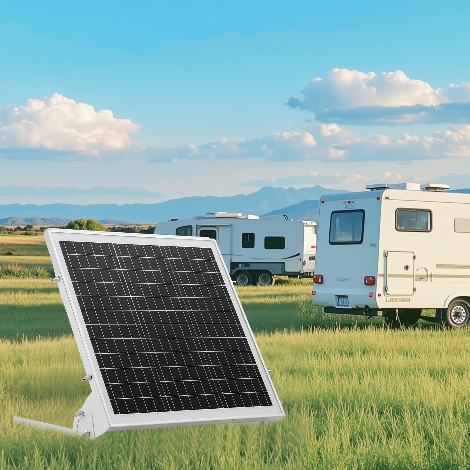 VEVOR Kit de Panel Solar Monocristalino 12 V y 20 W, con Controlador MPPT Integrado y Soporte de Montaje Ajustable, para Coche, Barco, Autocaravana, Remolque y Techo de Casa, 391 x 330 x 320 mm
