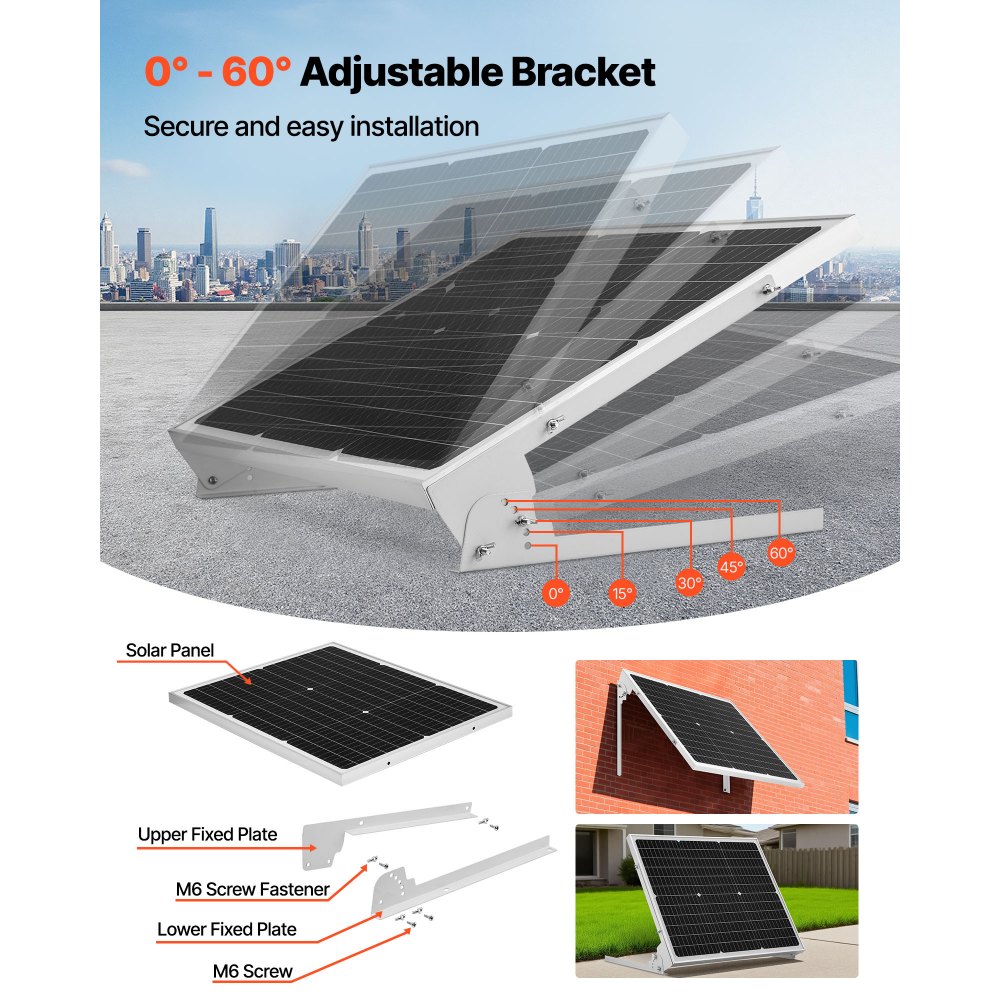 VEVOR Kit de Panel Solar Monocristalino de 12 V y 50 W, Cargador de Batería con Controlador MPPT Mejorado y Soporte de Montaje Ajustable, para Coche, Barco, Autocaravana, Remolque y Techo de Casa