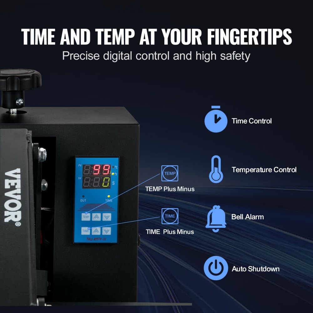 VEVOR Prensa de Calor Negro 406x510 mm Máquina de Sublimación Textil 1700 W Calentamiento Rápido Prensa de Calor por Transferencia por Sublimación Digital e Industrial para Camiseta, Bolso, Almohada