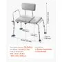 VEVOR Silla para Bañera con Brazo y Respaldo, Asiento de Bañera Capacidad de 227 kg, Altura Ajustable de 385 a 500 mm, Silla de Ducha para Adultos, Personas Mayores, Personas con Discapacidad