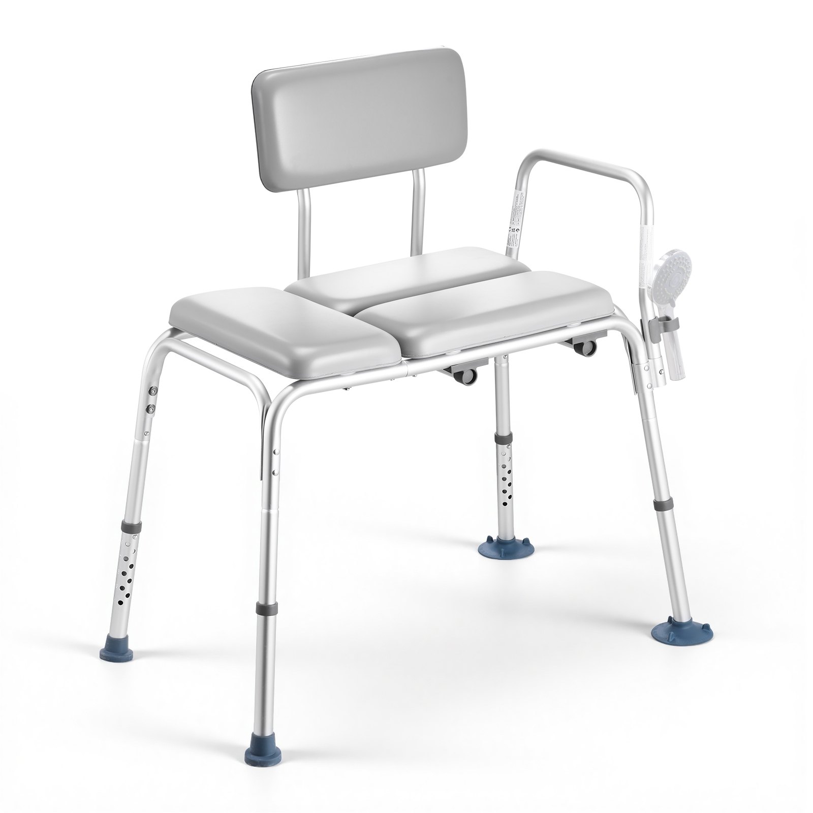 VEVOR Silla para Bañera con Brazo y Respaldo, Asiento de Bañera Capacidad de 227 kg, Altura Ajustable de 385 a 500 mm, Silla de Ducha para Adultos, Personas Mayores, Personas con Discapacidad