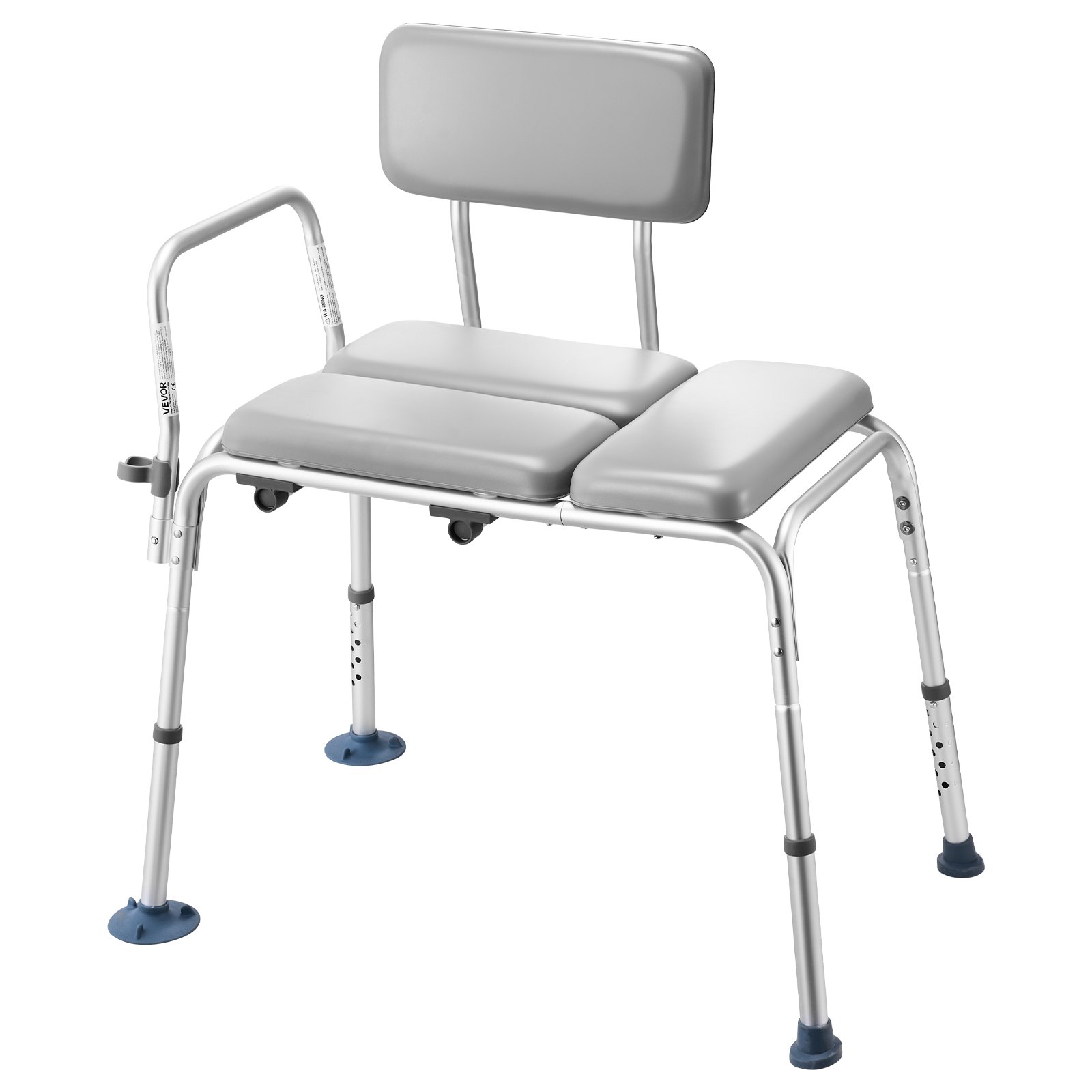 VEVOR Silla para Bañera con Brazo y Respaldo, Asiento de Bañera Capacidad de 227 kg, Altura Ajustable de 385 a 500 mm, Silla de Ducha para Adultos, Personas Mayores, Personas con Discapacidad