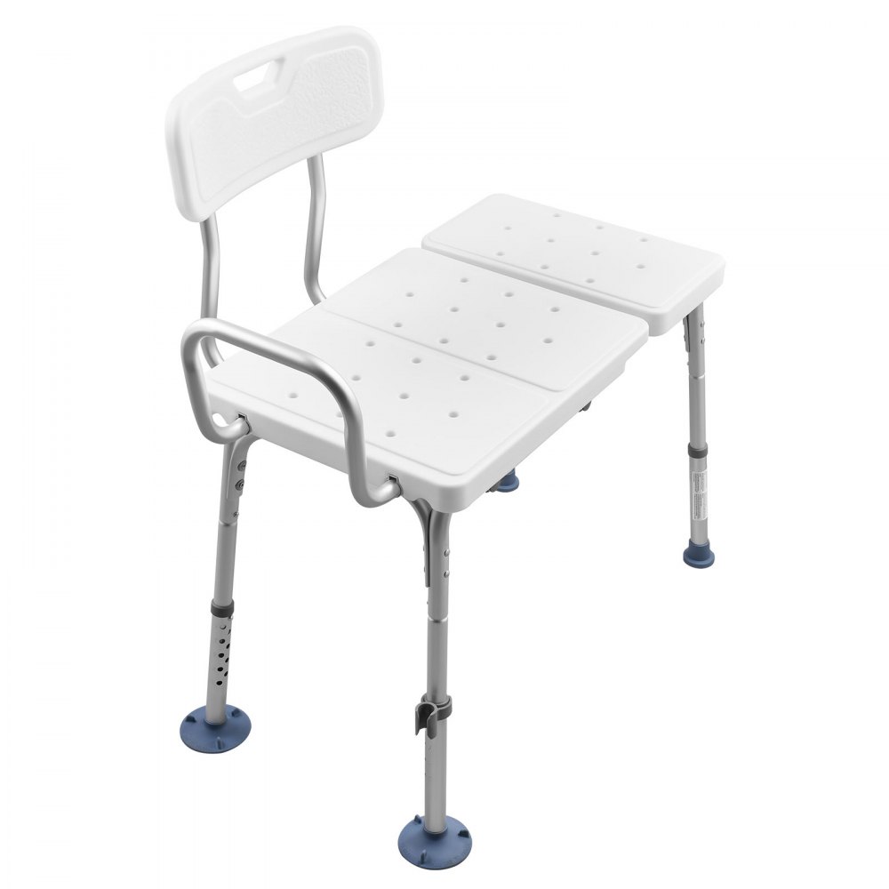 VEVOR Asiento de Bañera con Brazo y Respaldo, Silla para Bañera Altura Ajustable de 375 a 490 mm, Capacidad de 180 kg, Silla de Ducha para Adultos, Personas Mayores, Personas con Discapacidad