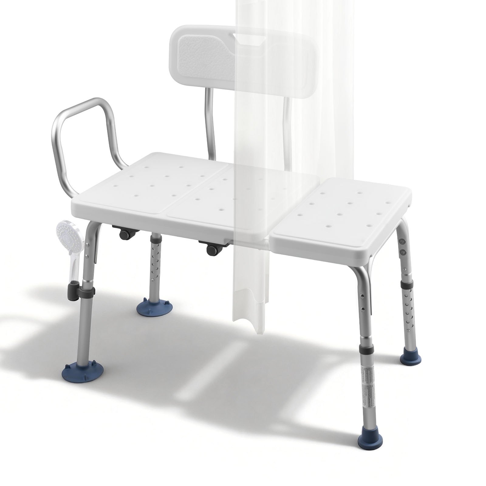 VEVOR Asiento de Bañera con Brazo y Respaldo, Silla para Bañera Altura Ajustable de 375 a 490 mm, Capacidad de 180 kg, Silla de Ducha para Adultos, Personas Mayores, Personas con Discapacidad
