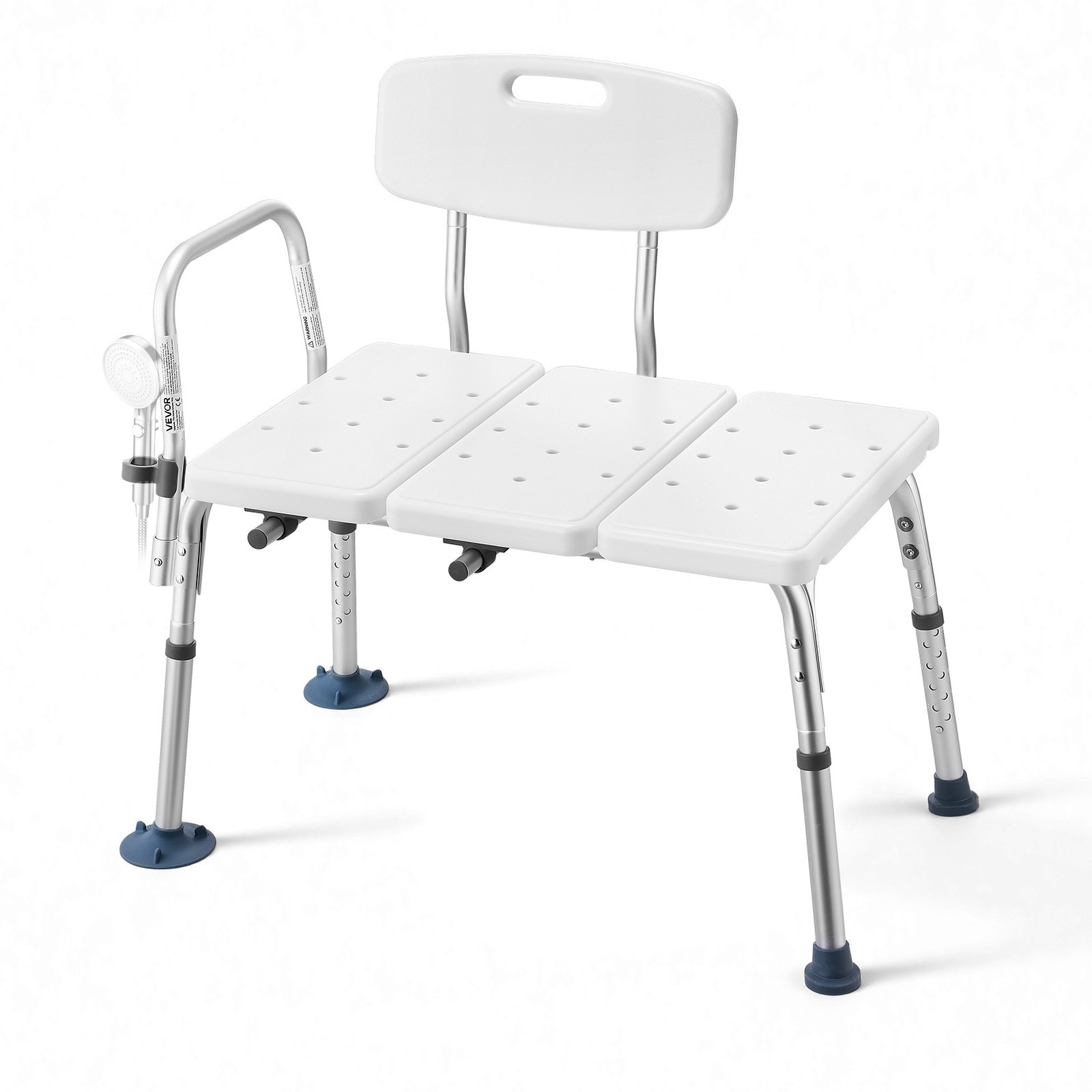 VEVOR Silla para Bañera con Brazo y Respaldo, Asiento de Bañera Capacidad de 180 kg, Altura Ajustable de 370 a 480 mm, Silla de Ducha para Adultos, Personas Mayores, Personas con Discapacidad