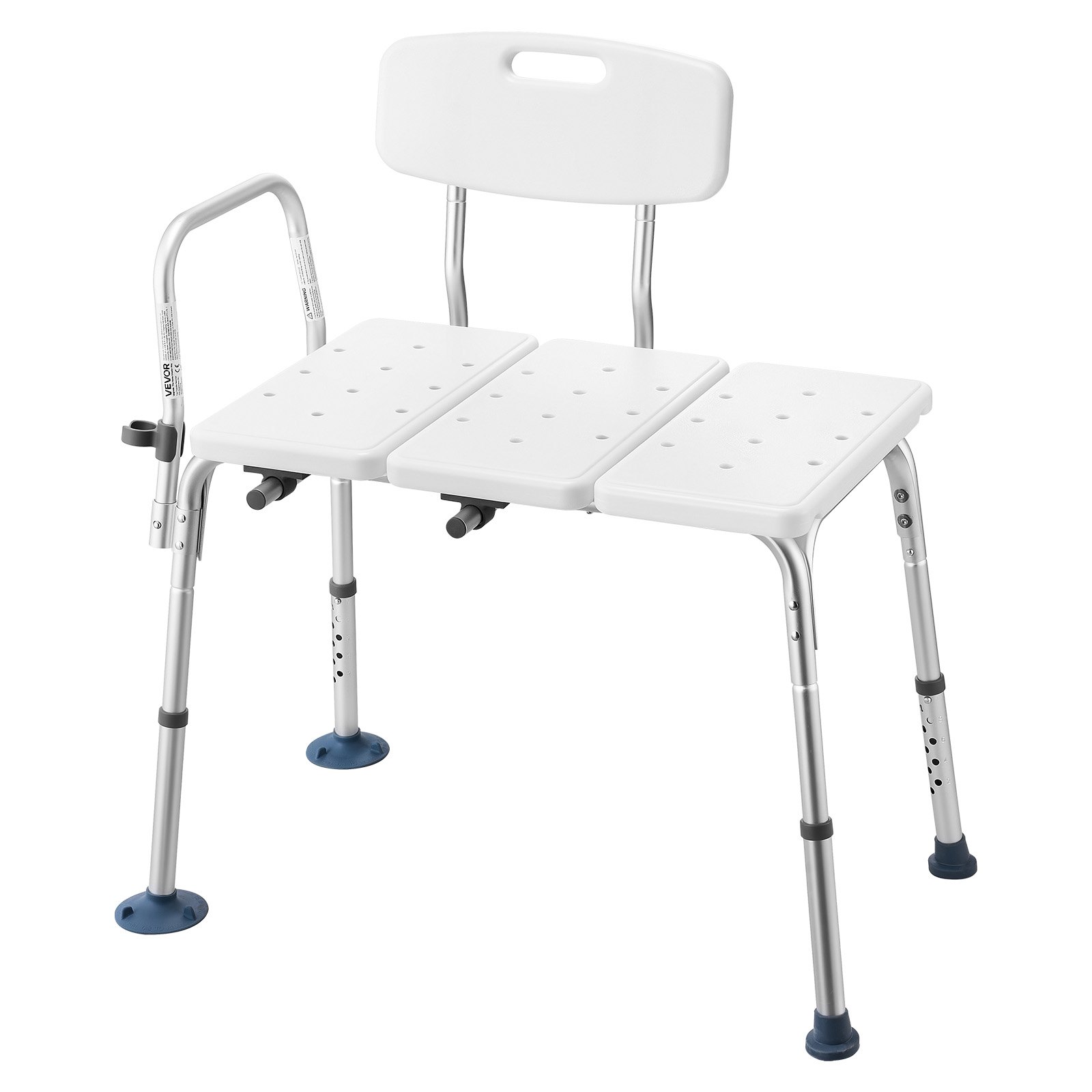VEVOR Silla para Bañera con Brazo y Respaldo, Asiento de Bañera Capacidad de 180 kg, Altura Ajustable de 370 a 480 mm, Silla de Ducha para Adultos, Personas Mayores, Personas con Discapacidad