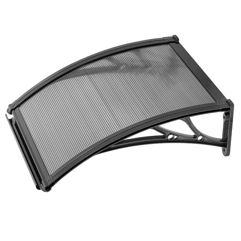 VEVOR Toldo para Puertas y Ventanas con Drenaje 61 x 60 cm, Tejadillo de Protección para Entrada con Soporte de ABS, Protección contra Lluvia, Nieve, Sol, Toldo de Policarbonato para Porche, Gris
