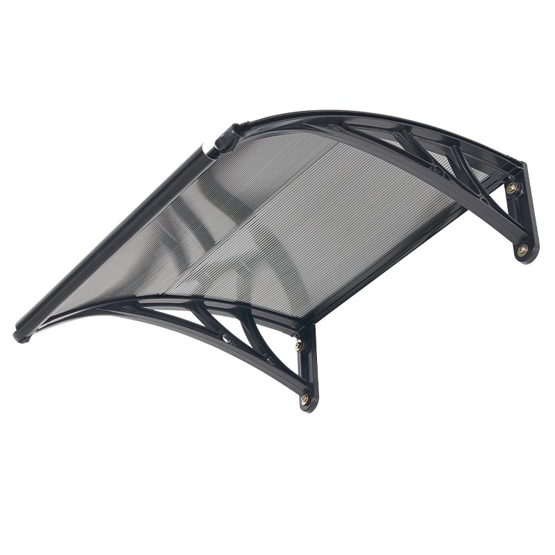 VEVOR Toldo para Puertas y Ventanas con Drenaje 61 x 60 cm, Tejadillo de Protección para Entrada con Soporte de ABS, Protección contra Lluvia, Nieve, Sol, Toldo de Policarbonato para Porche, Gris