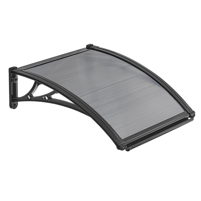 VEVOR Toldo para Puertas y Ventanas con Drenaje 61 x 60 cm, Tejadillo de Protección para Entrada con Soporte de ABS, Protección contra Lluvia, Nieve, Sol, Toldo de Policarbonato para Porche, Gris