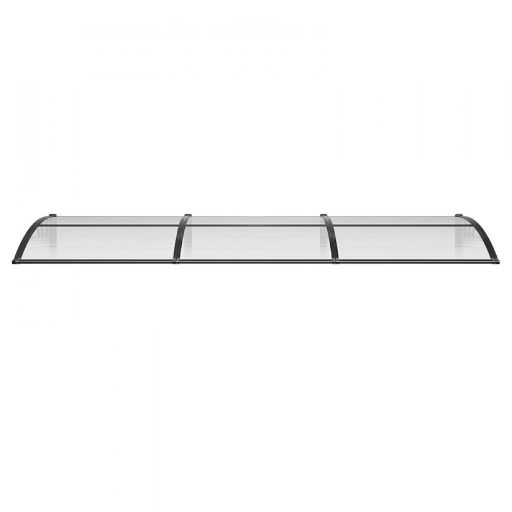 VEVOR Toldo para Puertas y Ventanas con Drenaje 297,5 x 96,5 cm, Tejadillo de Protección para Entrada con Soporte de ABS, Protección contra Lluvia, Toldo de Policarbonato para Porche, Transparente
