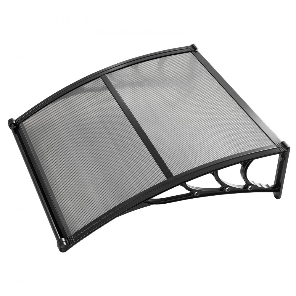 VEVOR Toldo para Puertas y Ventanas con Drenaje 101,7x96,5 cm, Tejadillo de Protección para Entrada con Soporte de ABS, Protección contra Lluvia, Nieve, Sol, Toldo de Policarbonato para Porche, Gris
