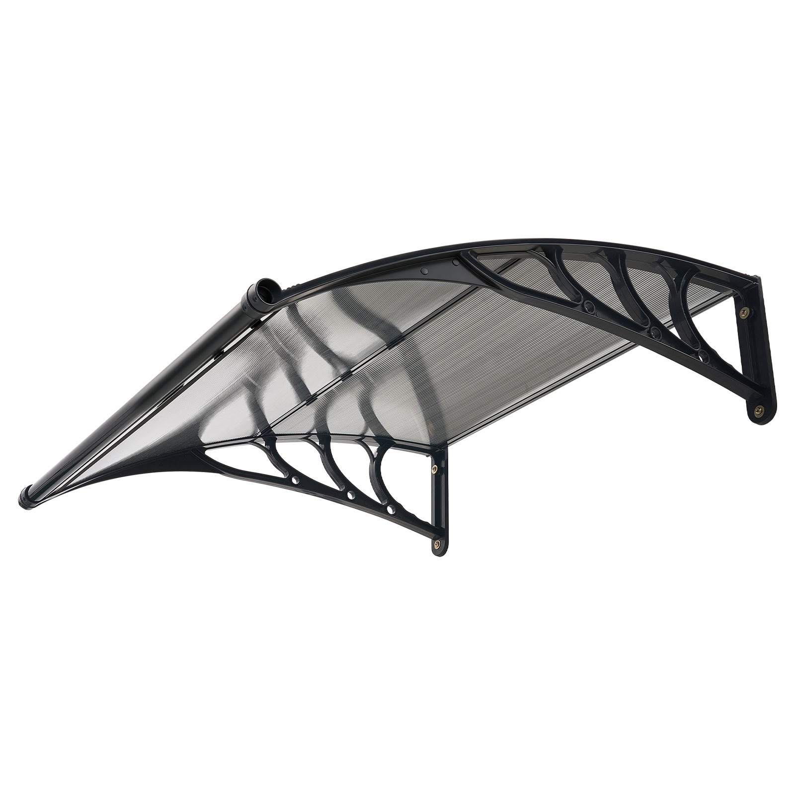 VEVOR Toldo para Puertas y Ventanas con Drenaje 101,7x96,5 cm, Tejadillo de Protección para Entrada con Soporte de ABS, Protección contra Lluvia, Nieve, Sol, Toldo de Policarbonato para Porche, Gris