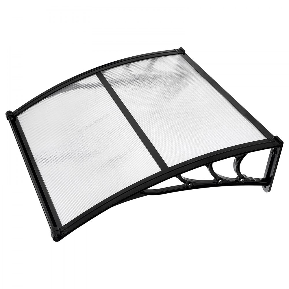 VEVOR Toldo para Puertas y Ventanas con Drenaje 101,7 x 96,5 cm, Tejadillo de Protección para Entrada con Soporte de ABS, Protección contra Lluvia, Toldo de Policarbonato para Porche, Transparente