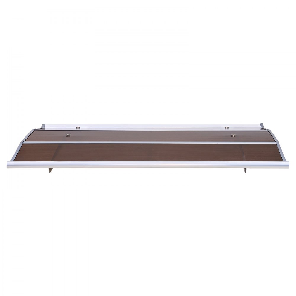 VEVOR Toldo para Puertas y Ventanas con Drenaje 120x100 cm, Tejadillo de Protección para Entrada con Soporte de ABS, Protección contra Lluvia, Nieve, Sol, Toldo de Policarbonato para Porche, Marrón