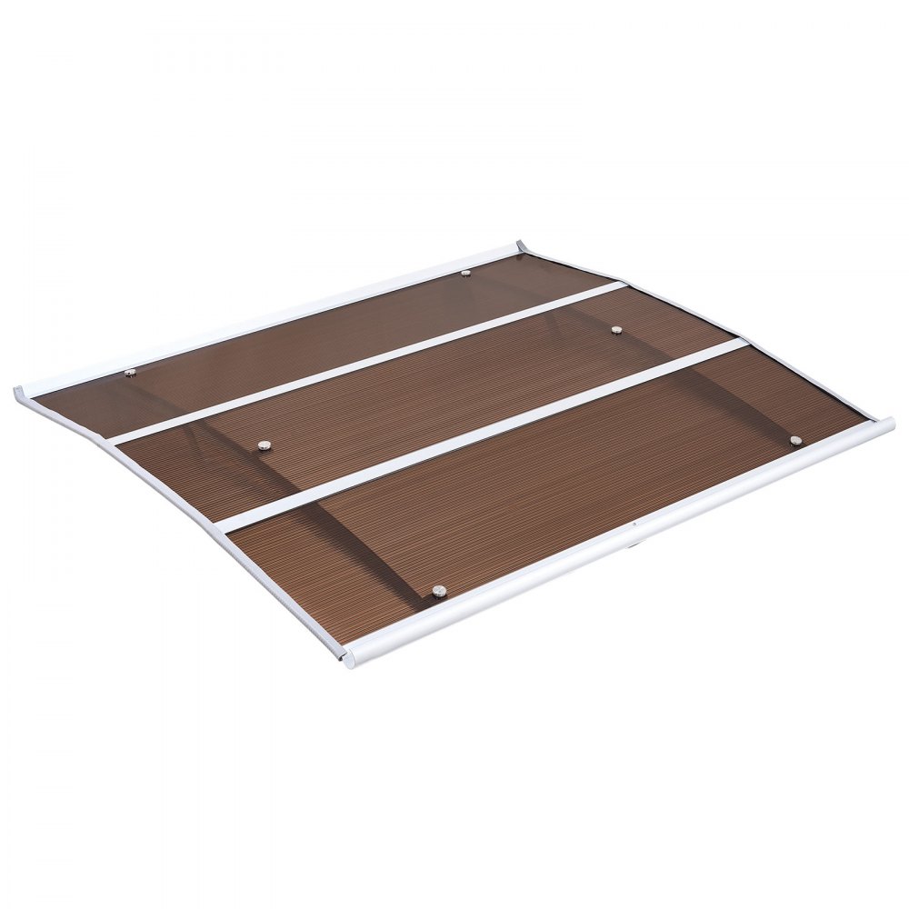 VEVOR Toldo para Puertas y Ventanas con Drenaje 120x100 cm, Tejadillo de Protección para Entrada con Soporte de ABS, Protección contra Lluvia, Nieve, Sol, Toldo de Policarbonato para Porche, Marrón