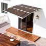VEVOR Toldo para Puertas y Ventanas con Drenaje 120x100 cm, Tejadillo de Protección para Entrada con Soporte de ABS, Protección contra Lluvia, Nieve, Sol, Toldo de Policarbonato para Porche, Marrón
