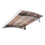 VEVOR Toldo para Puertas y Ventanas con Drenaje 120x100 cm, Tejadillo de Protección para Entrada con Soporte de ABS, Protección contra Lluvia, Nieve, Sol, Toldo de Policarbonato para Porche, Marrón