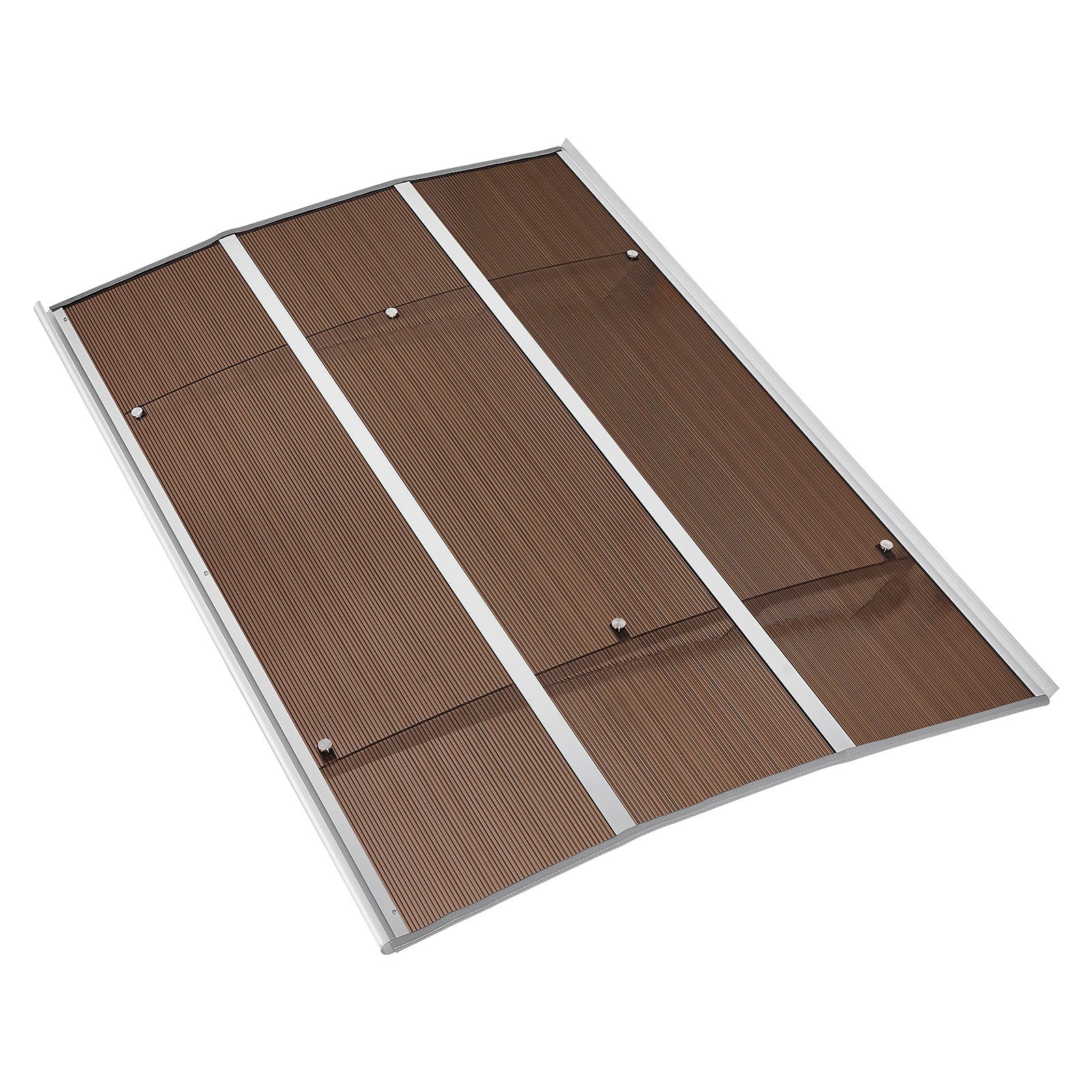 VEVOR Toldo para Puertas y Ventanas con Drenaje 150x100 cm, Tejadillo de Protección para Entrada con Soporte de ABS, Protección contra Lluvia, Nieve, Sol, Toldo de Policarbonato para Porche, Marrón