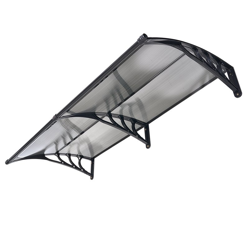 VEVOR Toldo para Puertas y Ventanas con Drenaje 198,7x96,5 cm, Tejadillo de Protección para Entrada con Soporte de ABS, Protección contra Lluvia, Nieve, Sol, Toldo de Policarbonato para Porche, Gris