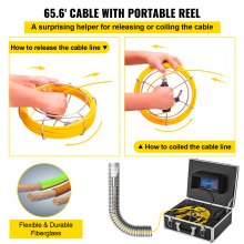 Equipo de cámara de inspección de tuberías de cable de 65.6FT Endoscopio a prueba de agua con tarjeta SD de 8G