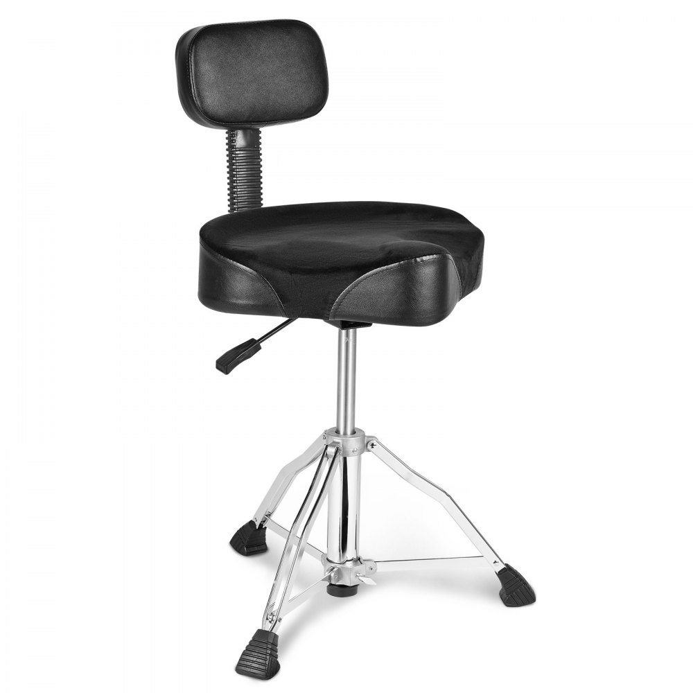 VEVOR Trono de Tambor con Respaldo, 490-640 mm de Altura Ajustable, Asiento Hidráulico Acolchado para Tambor con Pies Antideslizantes Baquetas 227 kg, Capacidad Máxima, Giro de 360° para Bateristas
