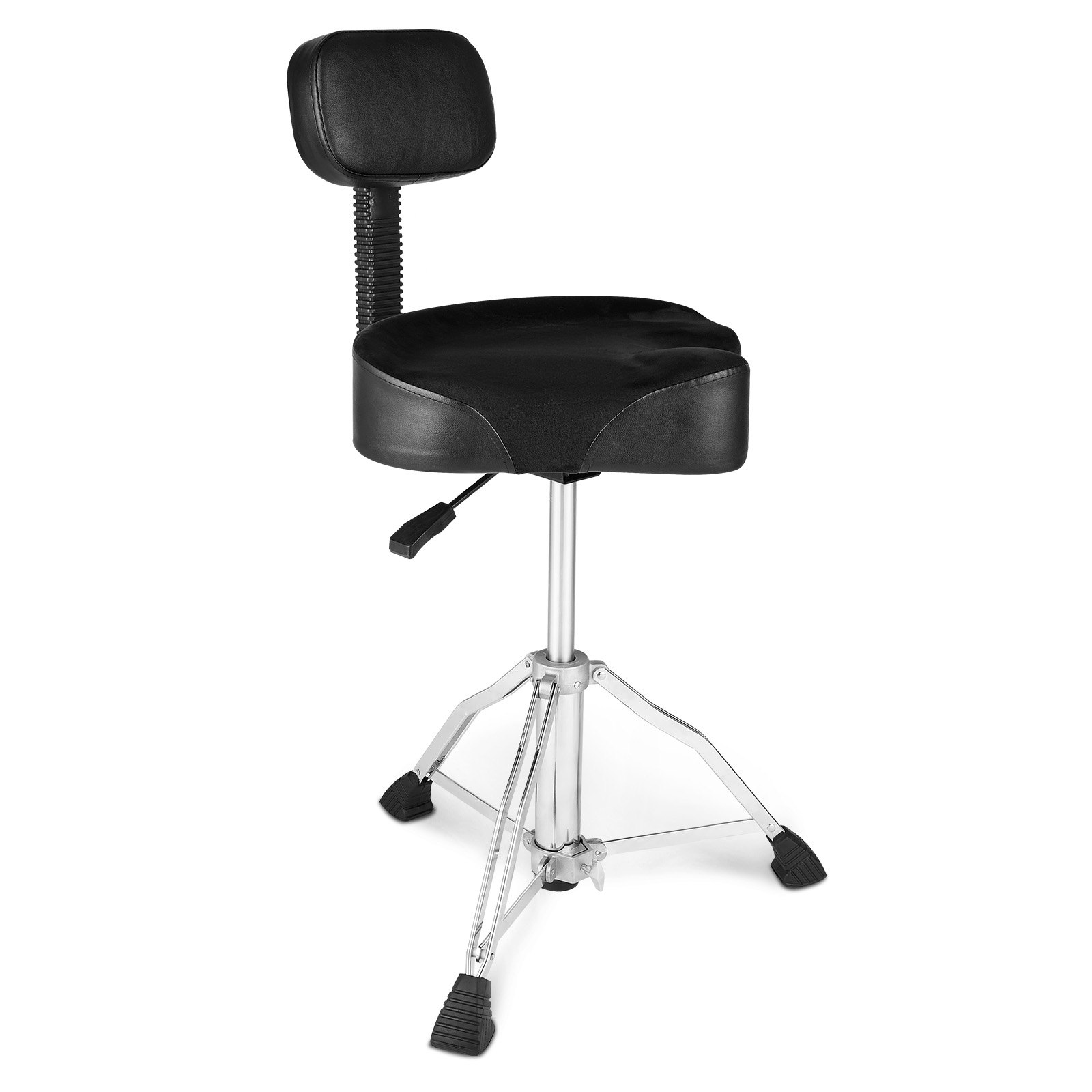 VEVOR Trono de Tambor con Respaldo, 490-640 mm de Altura Ajustable, Asiento Hidráulico Acolchado para Tambor con Pies Antideslizantes Baquetas 227 kg, Capacidad Máxima, Giro de 360° para Bateristas