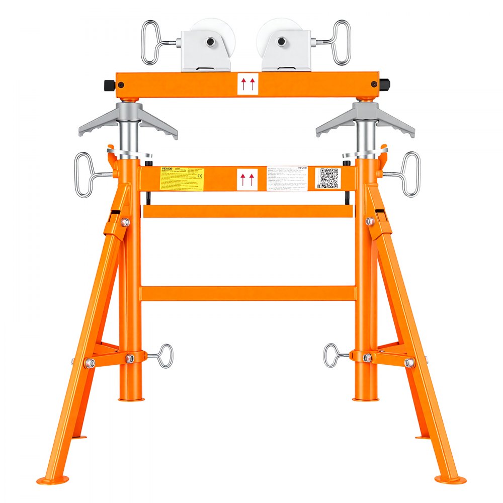 VEVOR Soporte para Tuberías 51-914 mm, Caballete para Tubos 1134 kg de Acero, con Altura Ajustable de 860-1320 mm, Rodillos Dobles, Rotación Suave y Diseño Desmontable para Soldadura, Corte y Ranurado