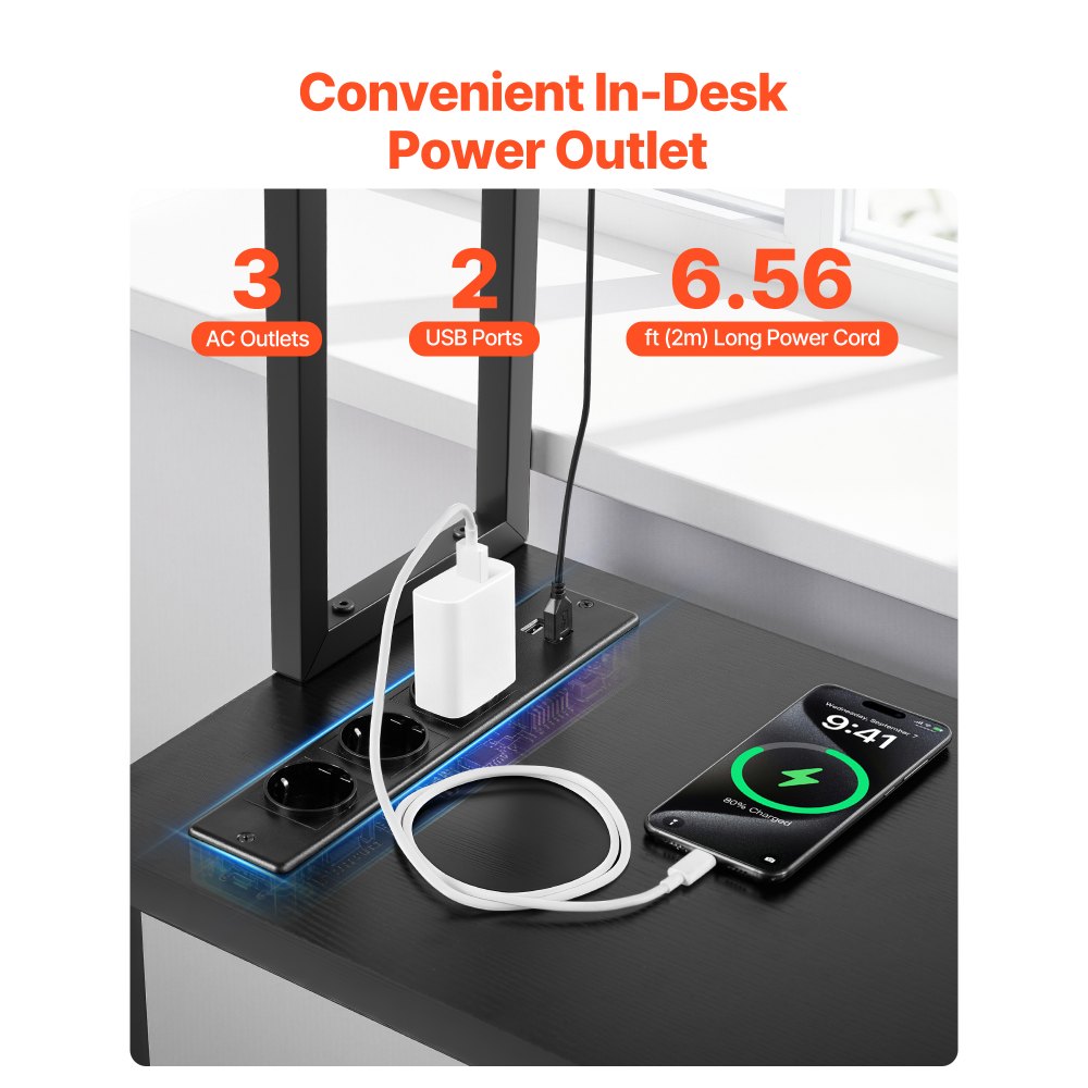 VEVOR Escritorio Esquinero 120x90x160 cm, Escritorio en L Reversible con Luces LED, Toma de Corriente, Soporte para Monitor, Soporte para CPU Móvil, Mesa de Ordenador de Esquina para Oficina, Casa