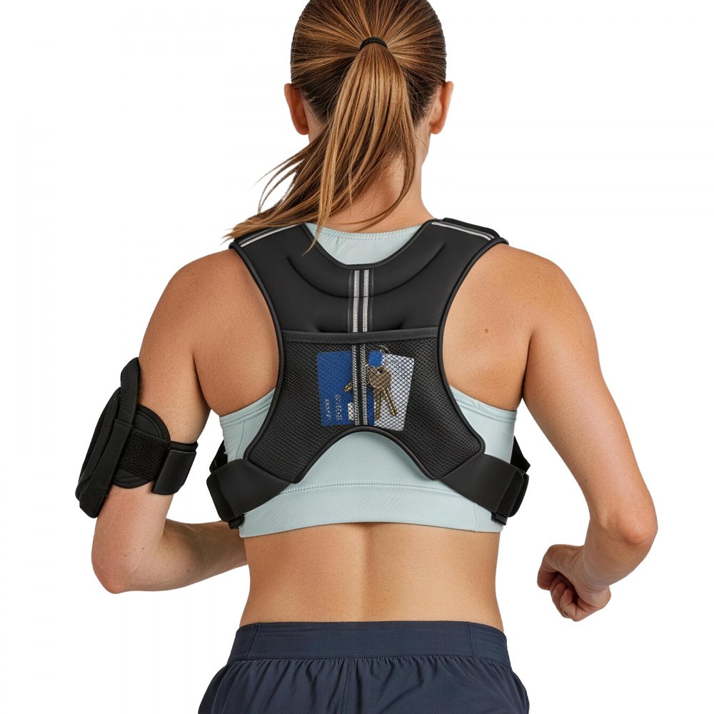 VEVOR Chaleco Lastrado de 4,67 kg, Chaleco de Entrenamiento con Peso, con Arena de Hierro, Hebilla Ajustable, Tira Reflectante para Entrenamiento de Fuerza, Correr, Fitness, Desarrollo Muscular