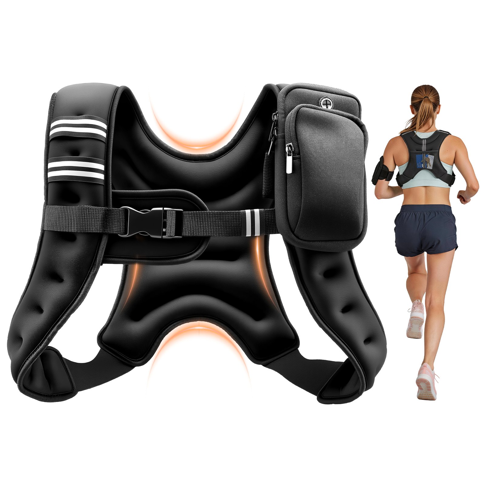 VEVOR Chaleco Lastrado de 3,68 kg, Chaleco de Entrenamiento con Peso, con Arena de Hierro, Hebilla Ajustable, Tira Reflectante para Entrenamiento de Fuerza, Correr, Fitness, Desarrollo Muscular