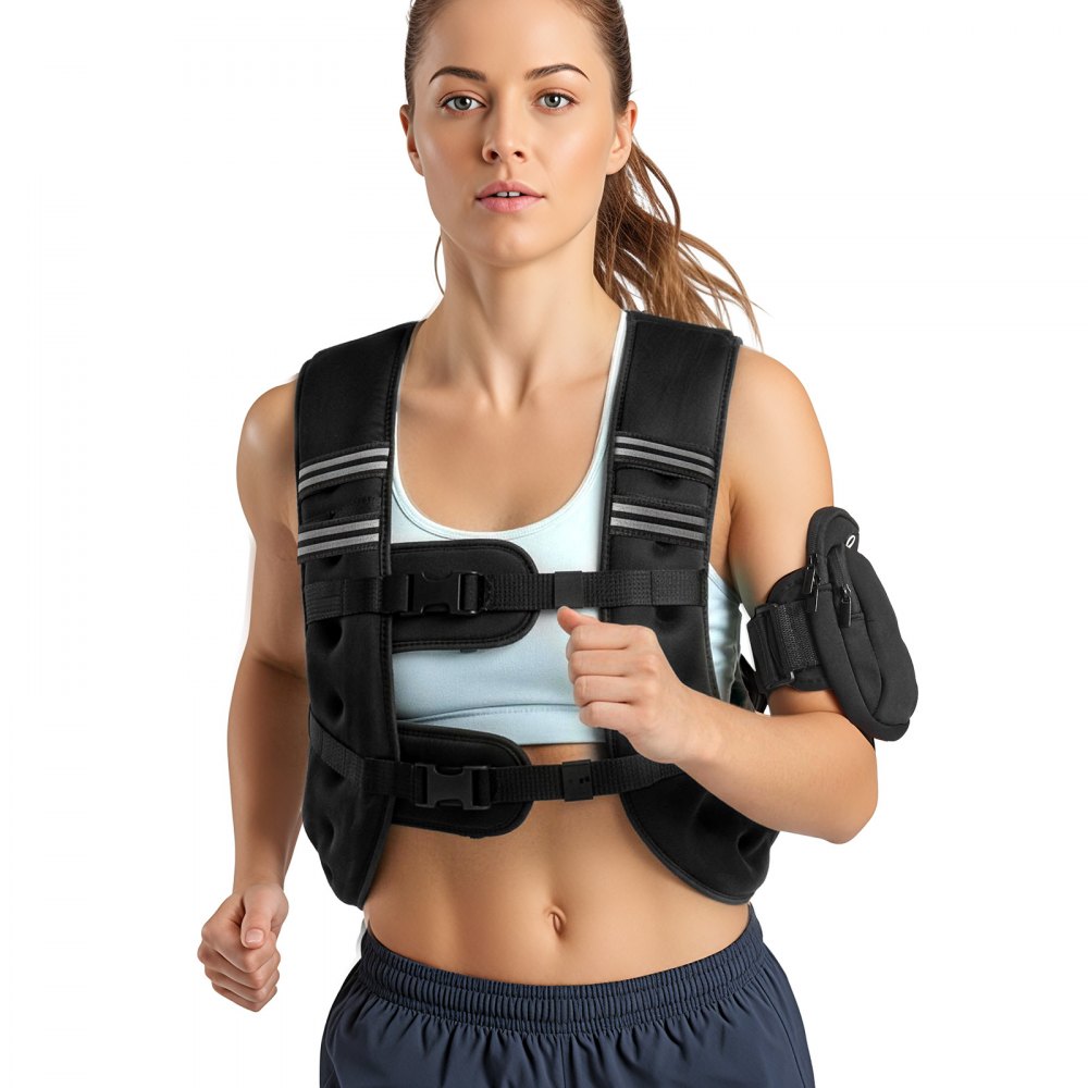 VEVOR Chaleco Lastrado de 9,22 kg con Banda Reflectante, Chaleco Lastrado con Hebilla Ajustable Unisex, Equipo para Entrenamiento de Fuerza, Correr, Trotar, Fitness y Pérdida de Peso, 89-114 cm