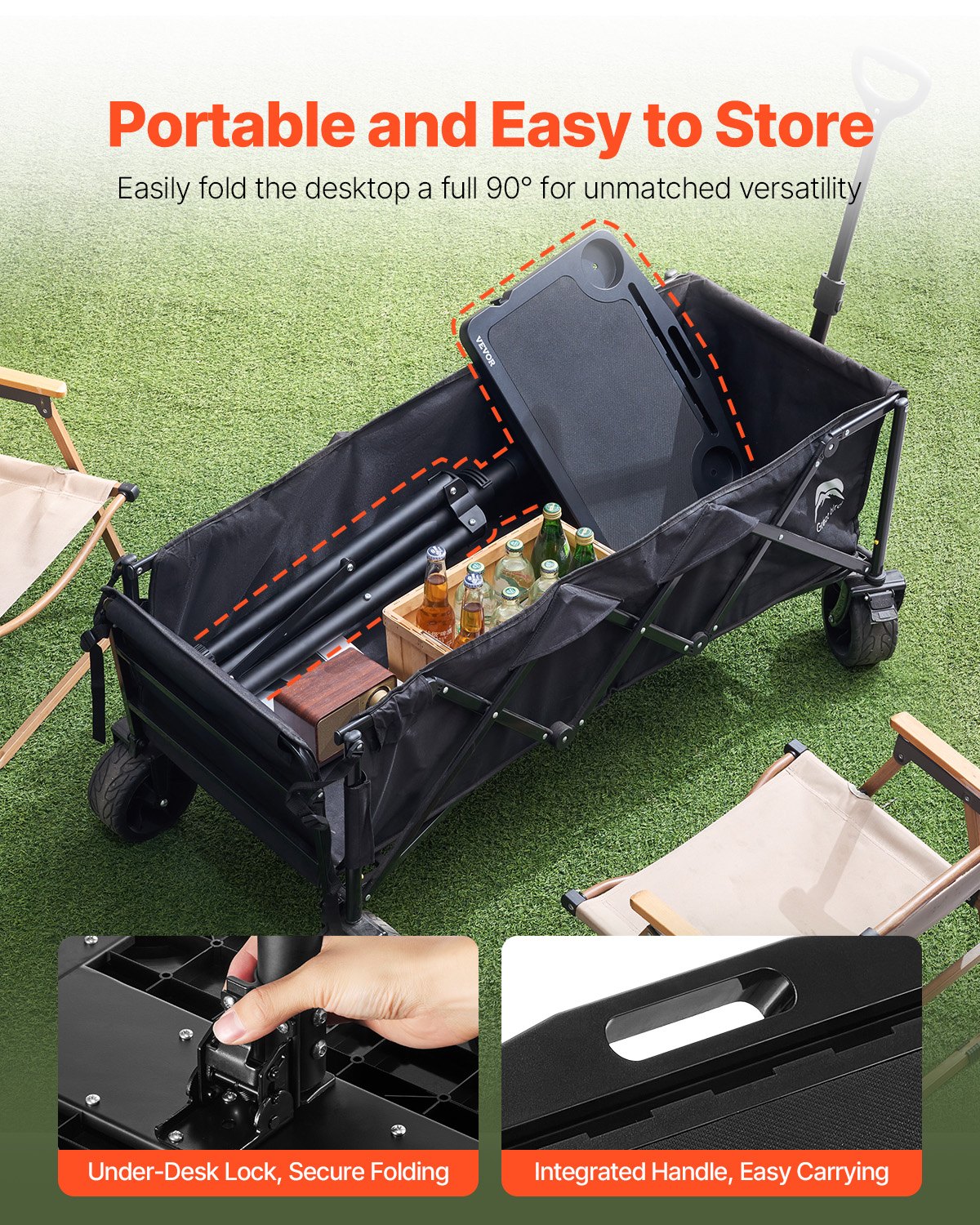 VEVOR Escritorio para Bicicleta, Plegable, Ajustable, para Entrenamiento de Bicicleta y Cinta de Correr, Soporte Triangular, Antideslizante, Ranuras Múltiples y Barra de Agarre, 950 x 840 x 850 mm